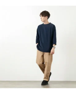 ROCOCO / Hemmed Jersey Cotton Crew Neck Cut & Sew