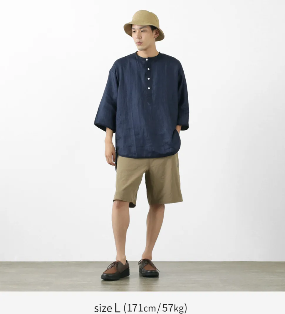 ROCOCO / Linen cloth Henley Neck T-Shirt