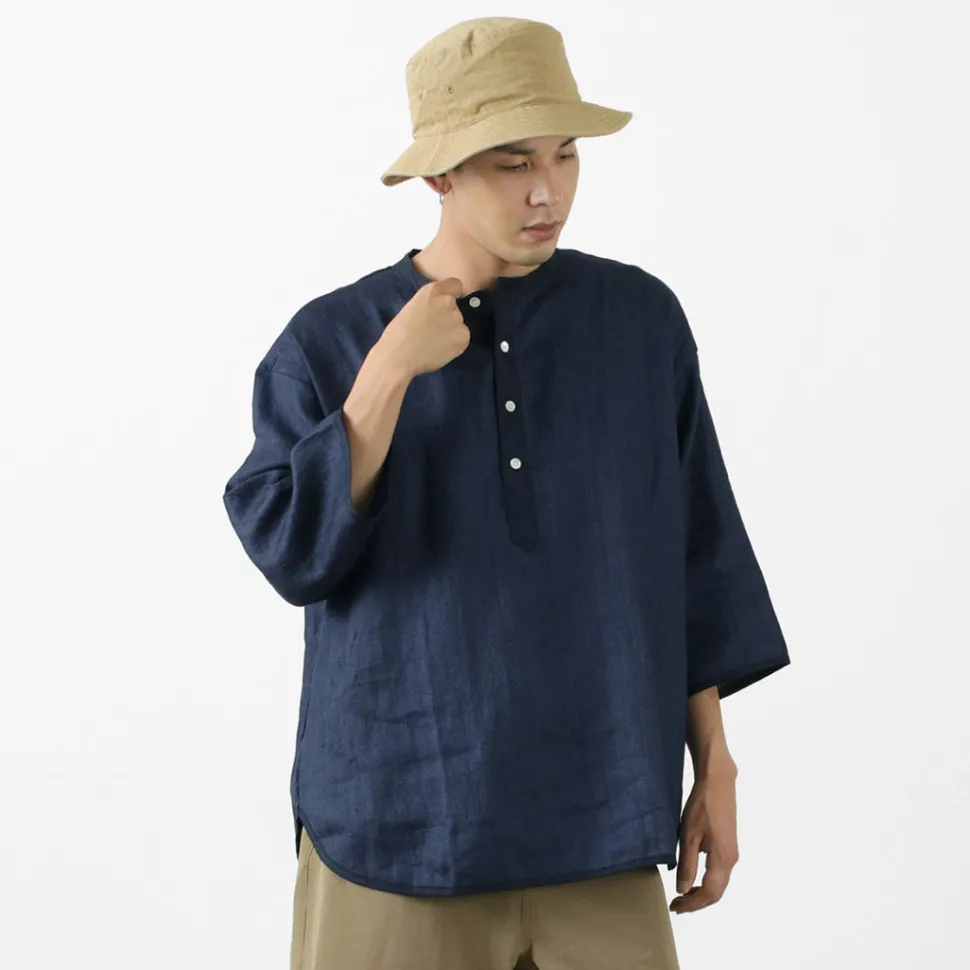 ROCOCO / Linen cloth Henley Neck T-Shirt