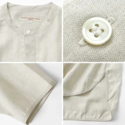 ROCOCO / Linen cloth Henley Neck T-Shirt