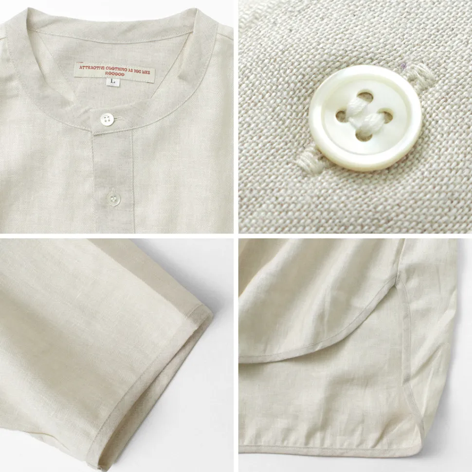 ROCOCO / Linen cloth Henley Neck T-Shirt