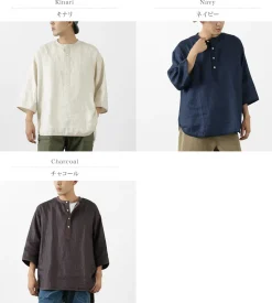 ROCOCO / Linen cloth Henley Neck T-Shirt