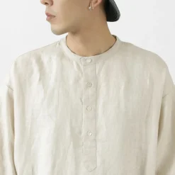 ROCOCO / Linen cloth Henley Neck T-Shirt