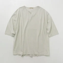 ROCOCO / Linen Cotton Key Neck T-Shirt
