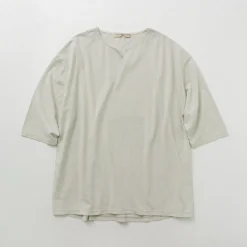 ROCOCO / Linen Cotton Key Neck T-Shirt