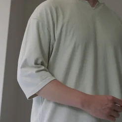 ROCOCO / Linen Cotton Key Neck T-Shirt