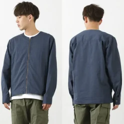 ROCOCO / Polylammy Coolmax stretch collarless shirt cardigan