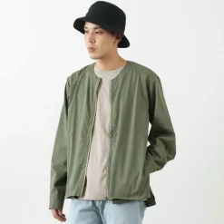 ROCOCO / Polylammy Coolmax stretch collarless shirt cardigan