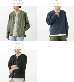 ROCOCO / Polylammy Coolmax stretch collarless shirt cardigan