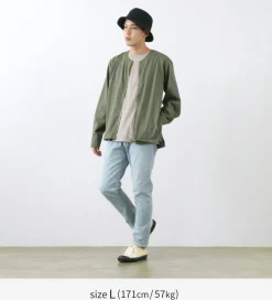 ROCOCO / Polylammy Coolmax stretch collarless shirt cardigan