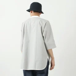 ROCOCO / Woven seersucker henley neck T-shirt