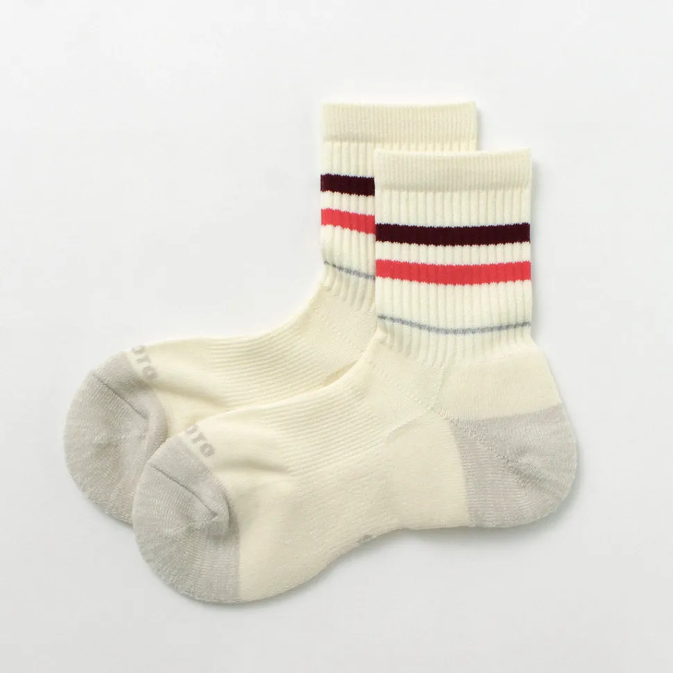 ROTOTO / All Rounder 2 Stripe Merino Crew Socks