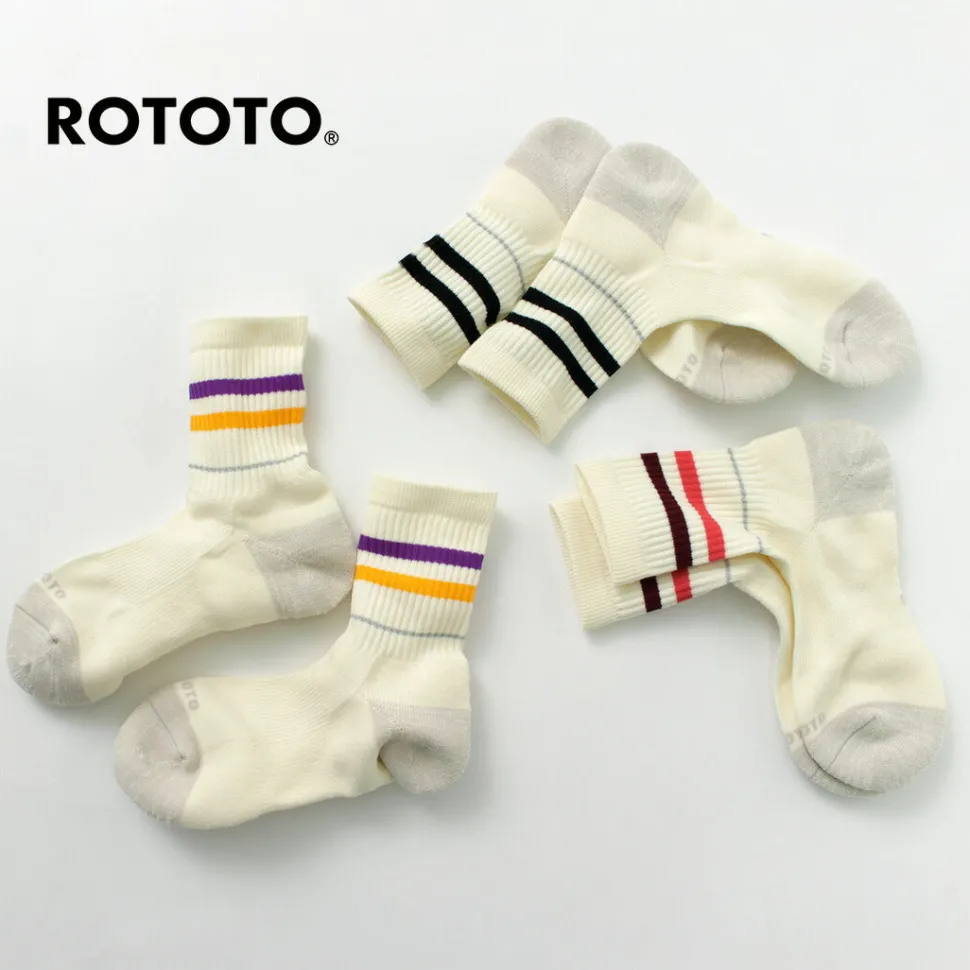 ROTOTO / All Rounder 2 Stripe Merino Crew Socks