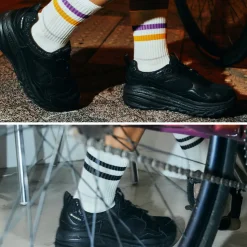 ROTOTO / All Rounder 2 Stripe Merino Crew Socks