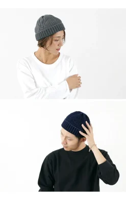 ROTOTO / Aran Cable Indigo Wax Cap