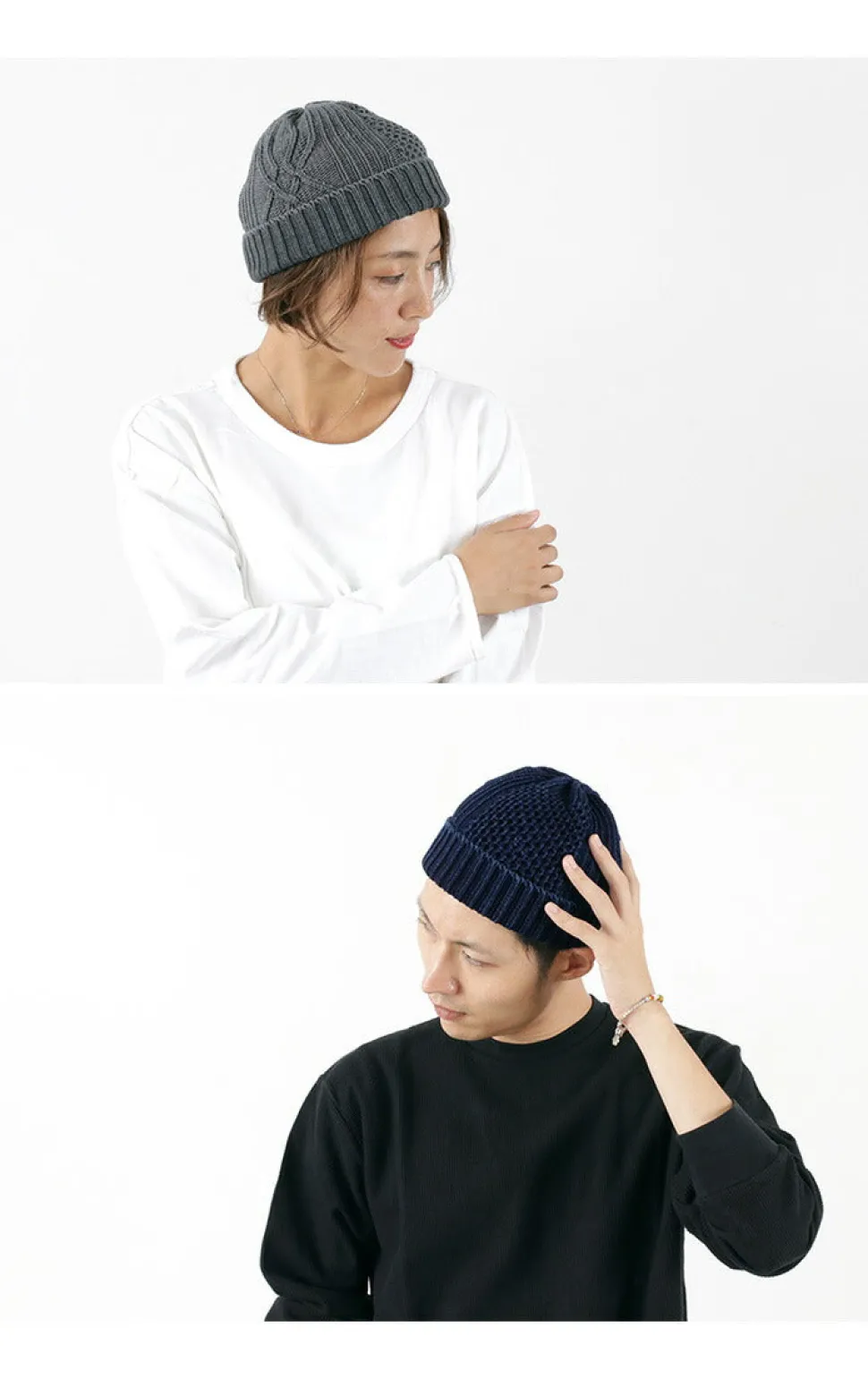 ROTOTO / Aran Cable Indigo Wax Cap