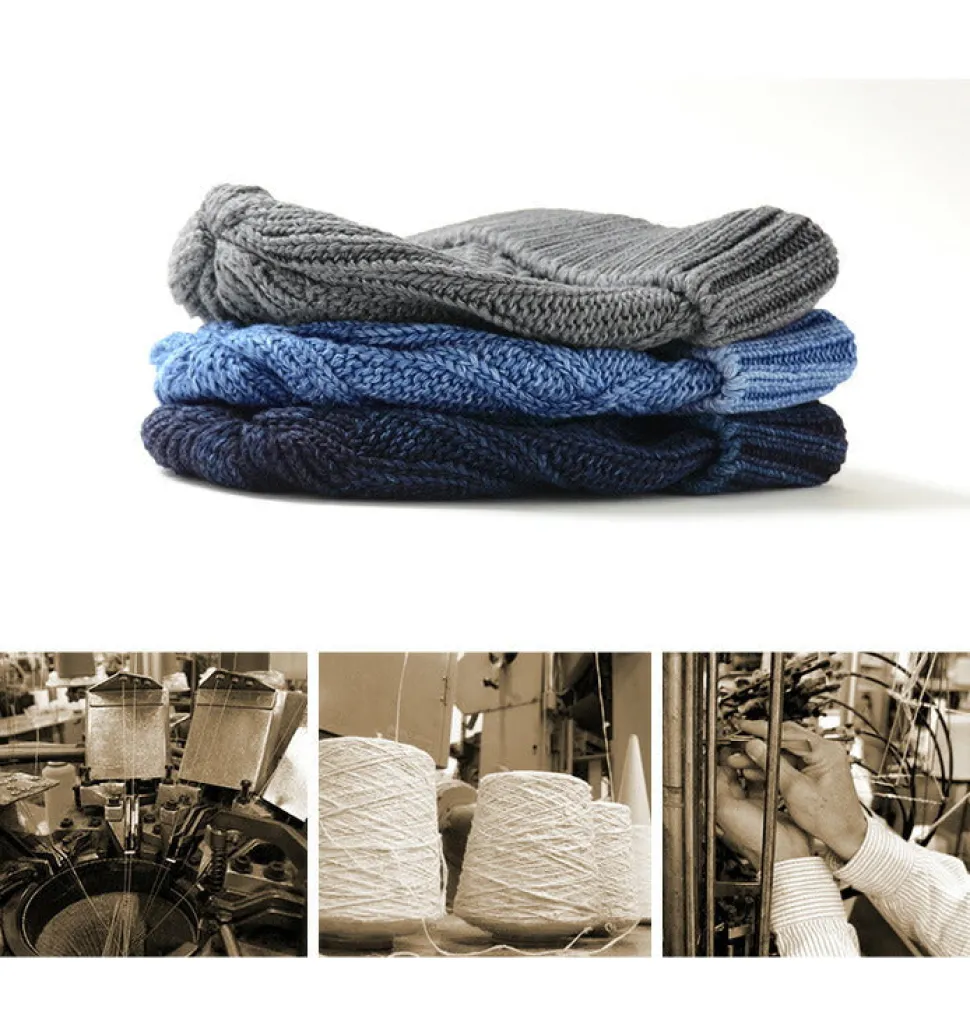 ROTOTO / Aran Cable Indigo Wax Cap