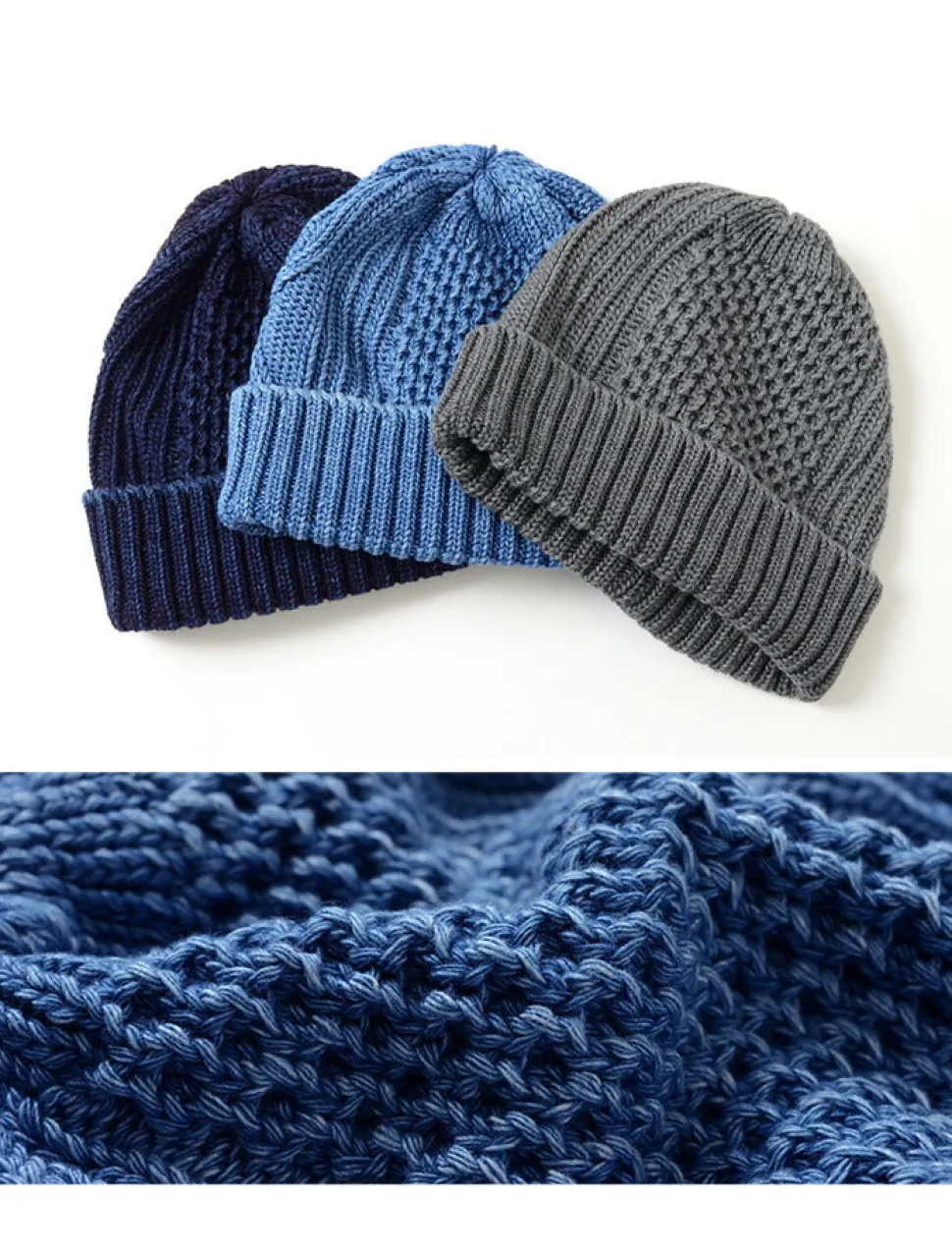 ROTOTO / Aran Cable Indigo Wax Cap