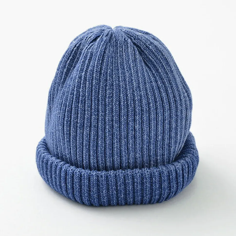 ROTOTO / Indigo Cotton Roll Up Beanie