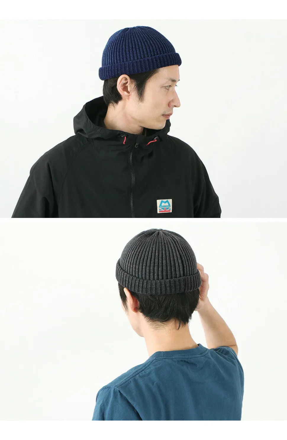 ROTOTO / Indigo Cotton Roll Up Beanie