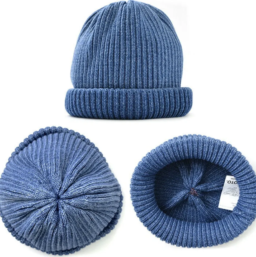 ROTOTO / Indigo Cotton Roll Up Beanie