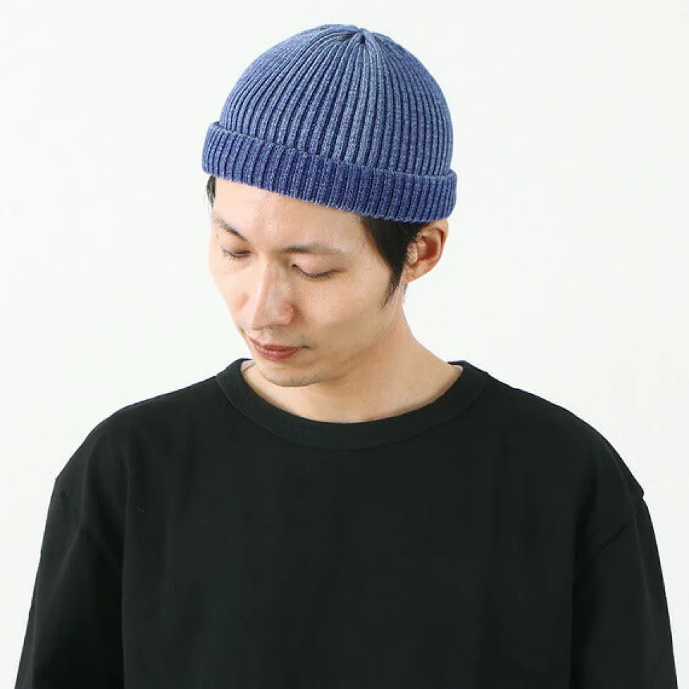 ROTOTO / Indigo Cotton Roll Up Beanie