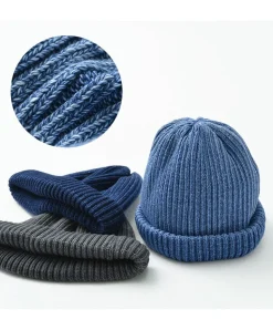 ROTOTO / Indigo Cotton Roll Up Beanie