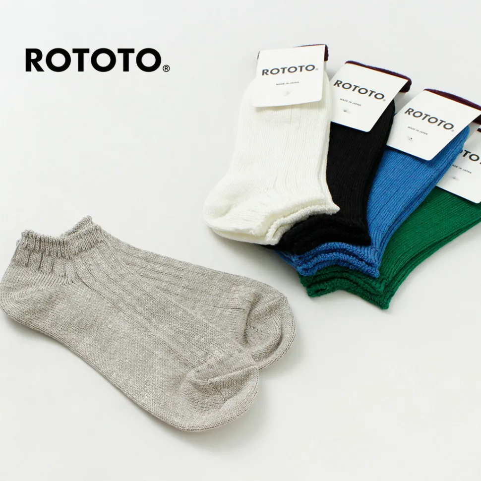 ROTOTO / Linen Cotton Rib Socks Short