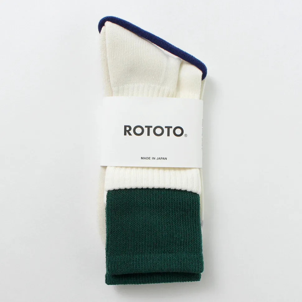 ROTOTO / R1421 Organic cotton double layer crew socks