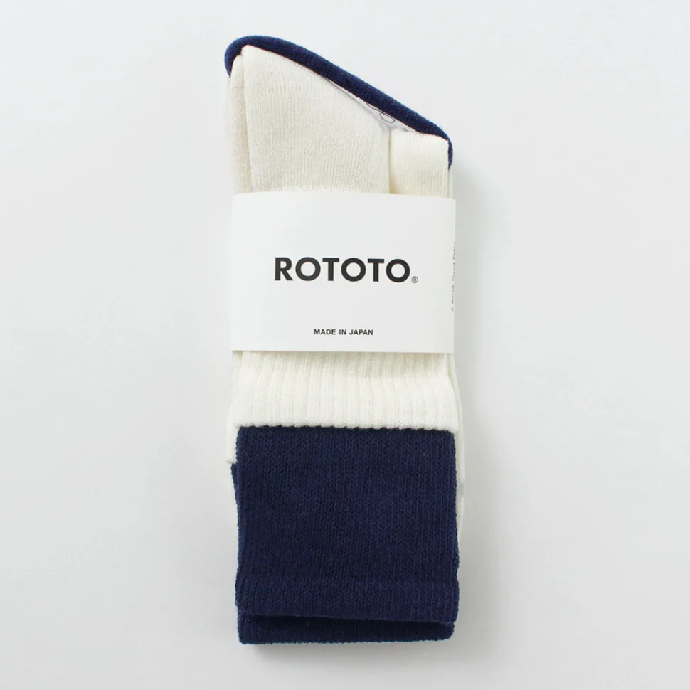 ROTOTO / R1421 Organic cotton double layer crew socks