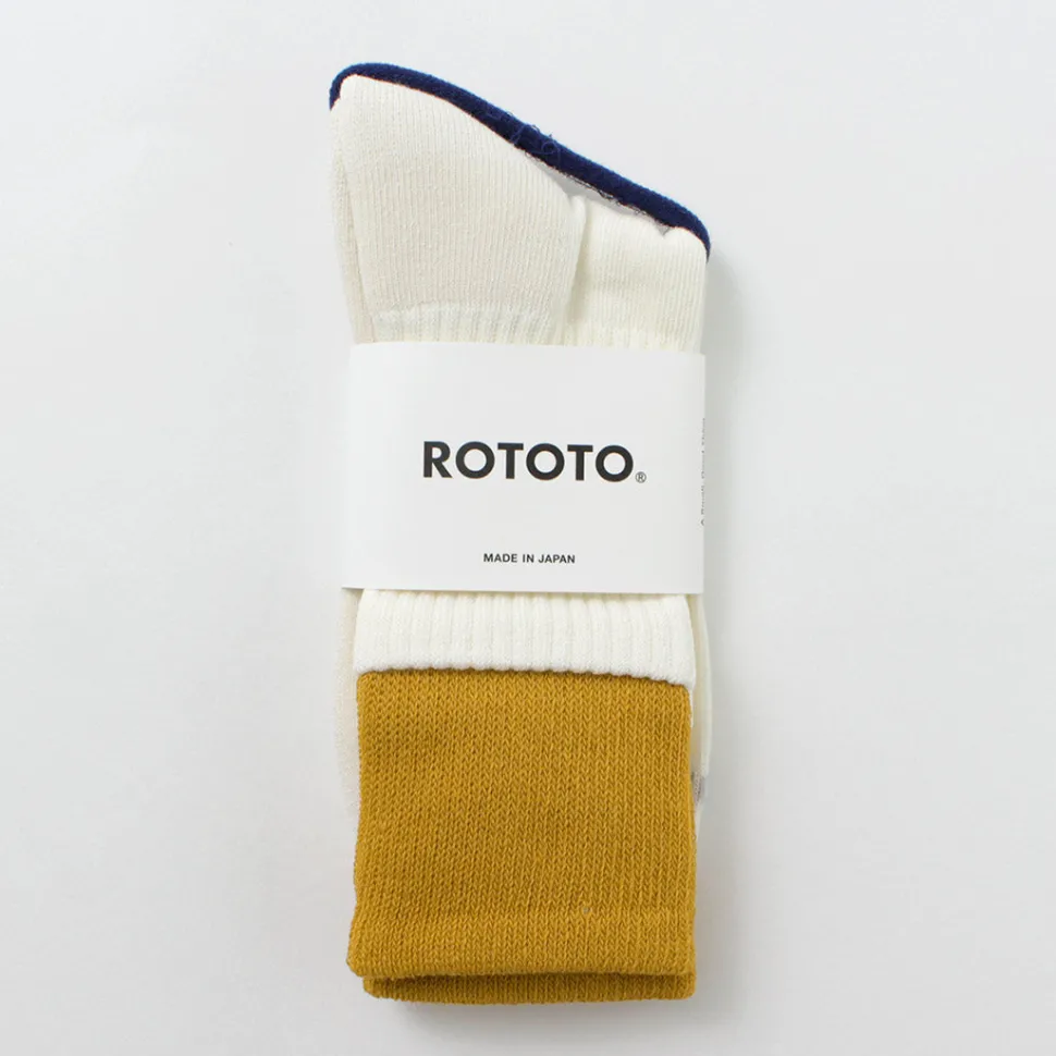 ROTOTO / R1421 Organic cotton double layer crew socks