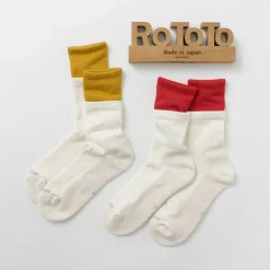 ROTOTO / R1421 Organic cotton double layer crew socks