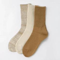 ROTOTO / R1427 Organic Daily 3 Pack Ribbed Crew Socks
