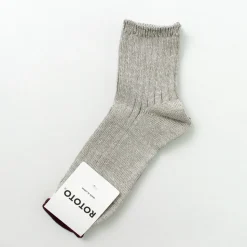 ROTOTO / R1462 Short linen cotton ribbed socks