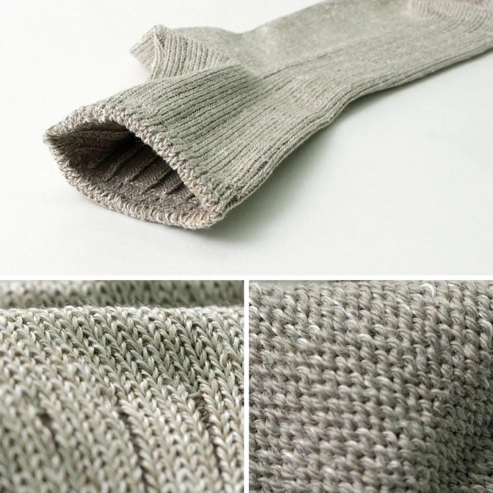 ROTOTO / R1462 Short linen cotton ribbed socks