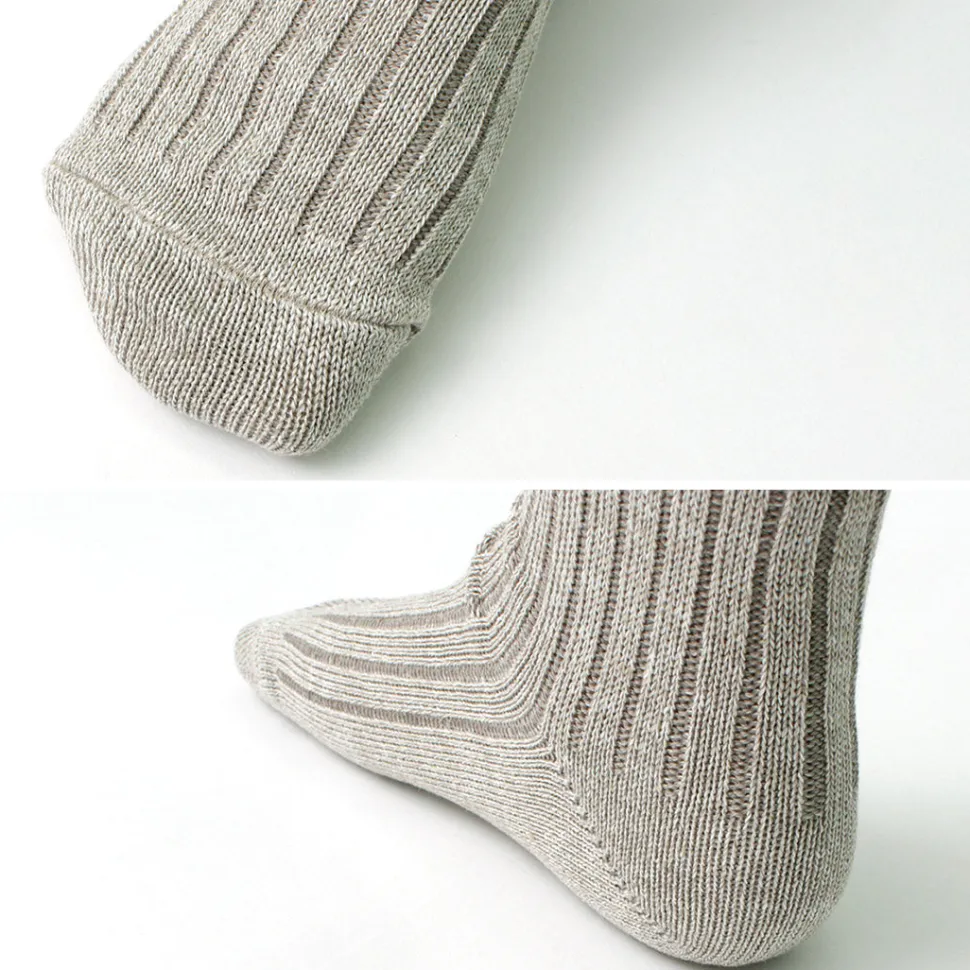 ROTOTO / R1462 Short linen cotton ribbed socks
