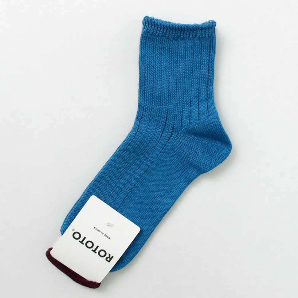 ROTOTO / R1462 Short linen cotton ribbed socks