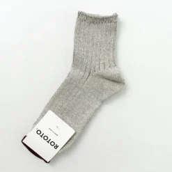 ROTOTO / R1462 Short linen cotton ribbed socks