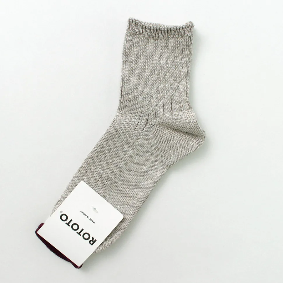 ROTOTO / R1462 Short linen cotton ribbed socks