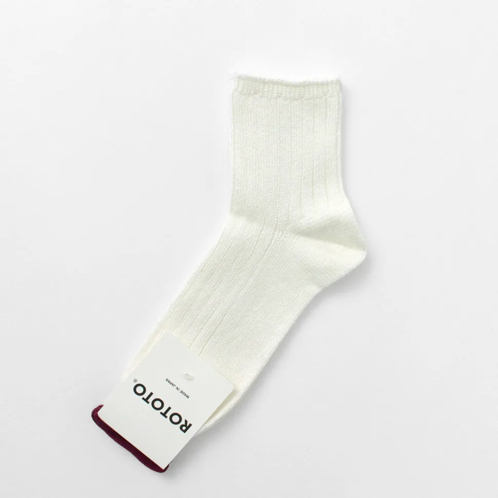 ROTOTO / R1462 Short linen cotton ribbed socks