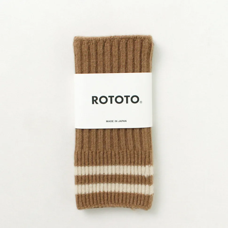 ROTOTO / Striped Seamless Hand Warmer Merino Lamb Wool