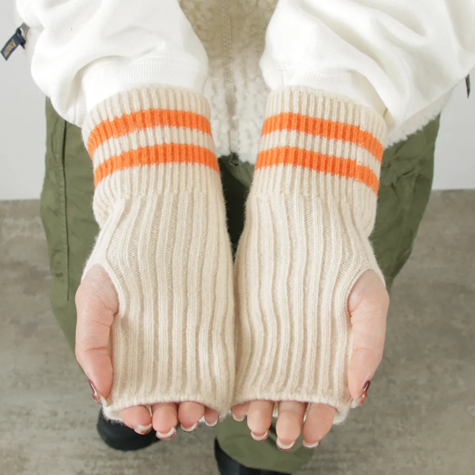 ROTOTO / Striped Seamless Hand Warmer Merino Lamb Wool