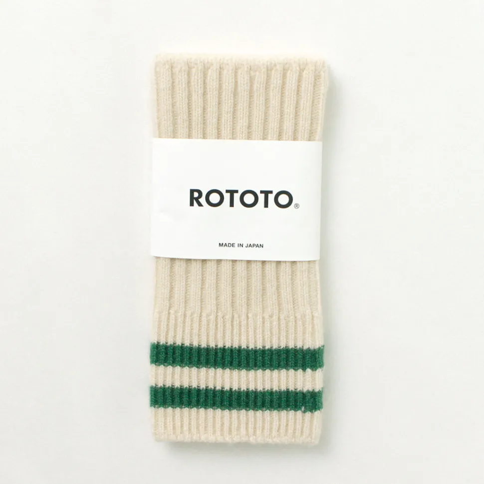 ROTOTO / Striped Seamless Hand Warmer Merino Lamb Wool