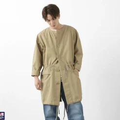 ROYAL NAVY / Snow camo collarless overcoat