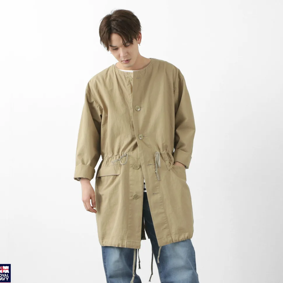 ROYAL NAVY / Snow camo collarless overcoat