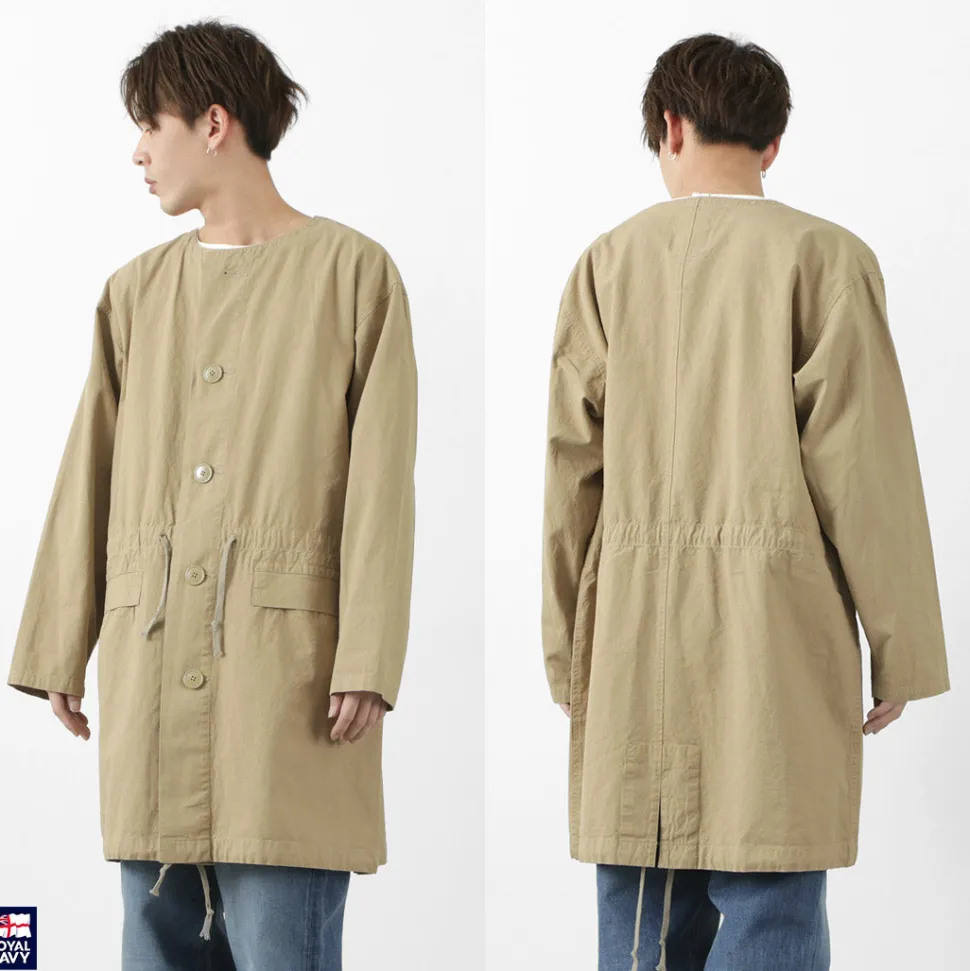 ROYAL NAVY / Snow camo collarless overcoat