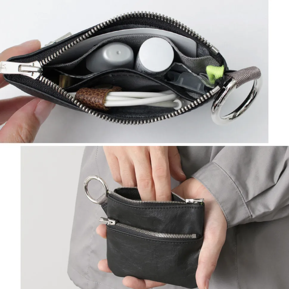 SENTI / Dyneema Leather Double Zipper Pouch