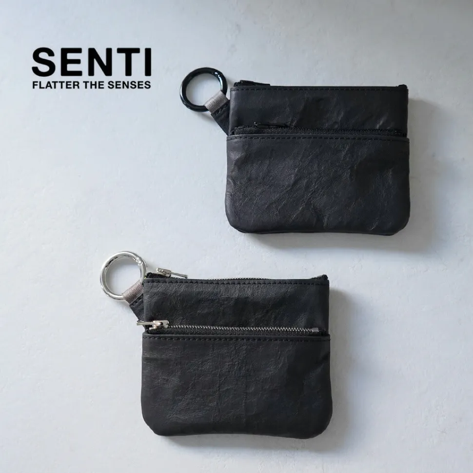 SENTI / Dyneema Leather Double Zipper Pouch