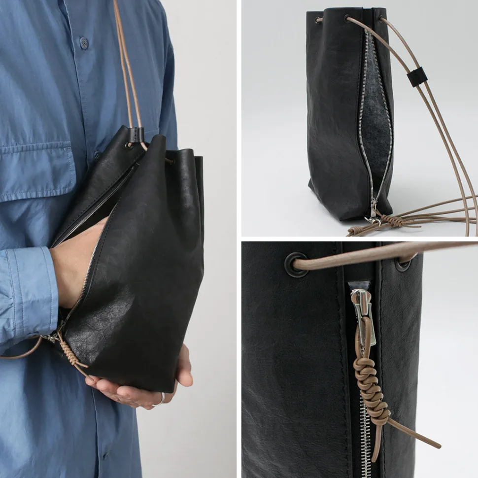 SENTI / Dyneema Leather Drawstring Bag L
