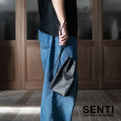 SENTI / Dyneema Leather Drawstring Bag L